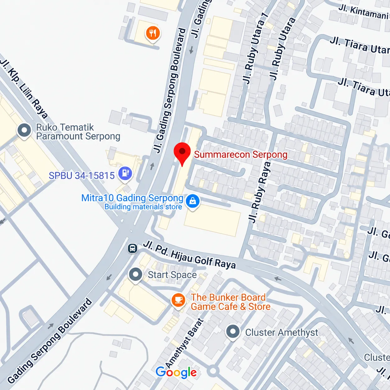 Peta lokasi Marketing Gallery Summarecon Serpong di Jl. Gading Serpong Boulevard